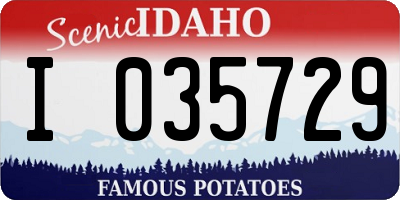 ID license plate I035729
