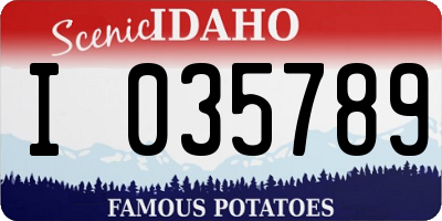 ID license plate I035789