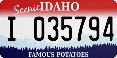 ID license plate I035794
