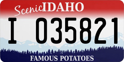ID license plate I035821