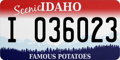 ID license plate I036023