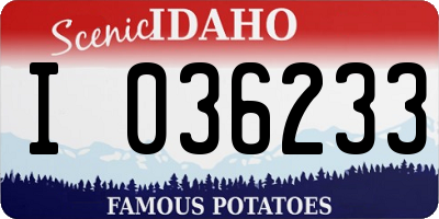 ID license plate I036233