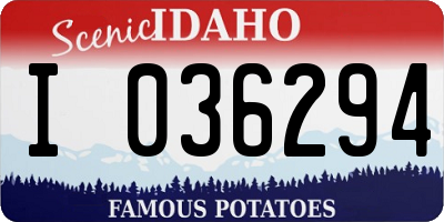 ID license plate I036294