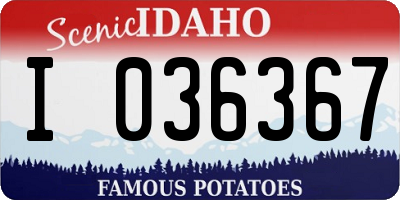ID license plate I036367