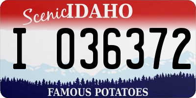 ID license plate I036372