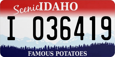 ID license plate I036419