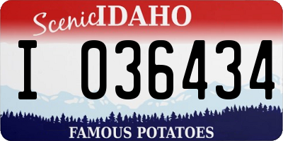 ID license plate I036434