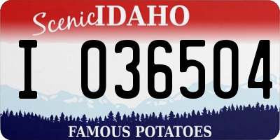 ID license plate I036504