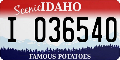 ID license plate I036540