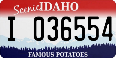 ID license plate I036554