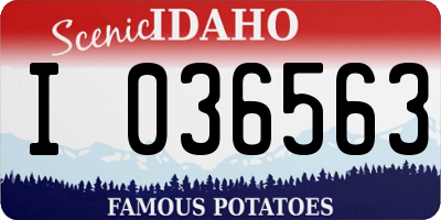 ID license plate I036563
