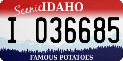 ID license plate I036685