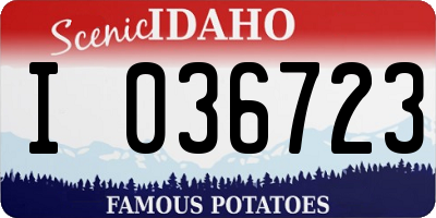ID license plate I036723