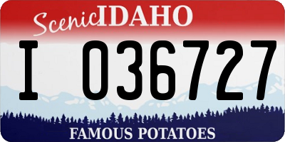 ID license plate I036727