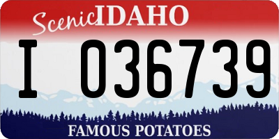 ID license plate I036739