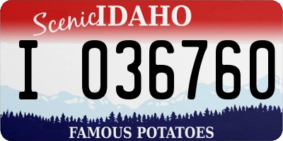 ID license plate I036760