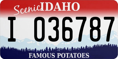 ID license plate I036787