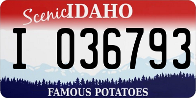 ID license plate I036793