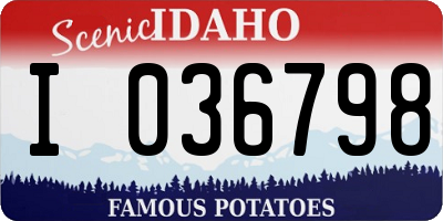 ID license plate I036798