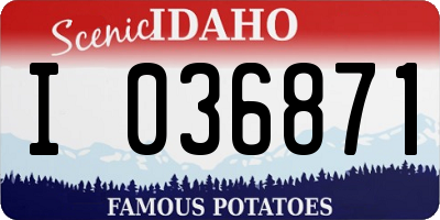 ID license plate I036871