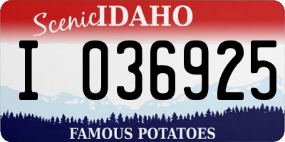 ID license plate I036925