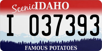 ID license plate I037393