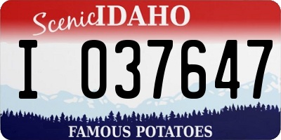 ID license plate I037647
