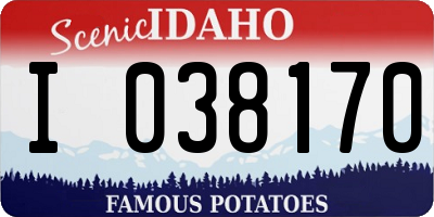 ID license plate I038170