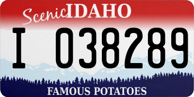 ID license plate I038289