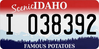 ID license plate I038392