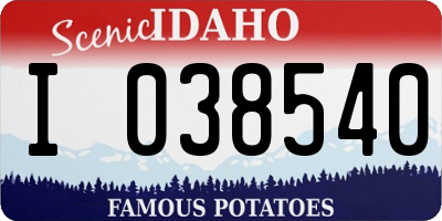 ID license plate I038540