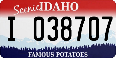 ID license plate I038707