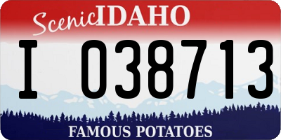 ID license plate I038713