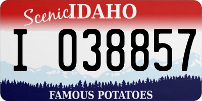 ID license plate I038857