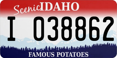 ID license plate I038862