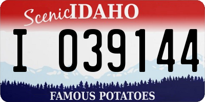 ID license plate I039144