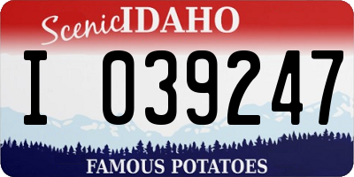 ID license plate I039247
