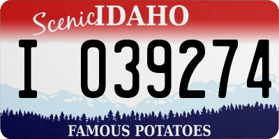 ID license plate I039274