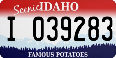 ID license plate I039283