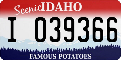 ID license plate I039366
