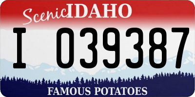 ID license plate I039387