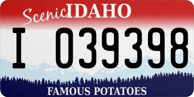 ID license plate I039398
