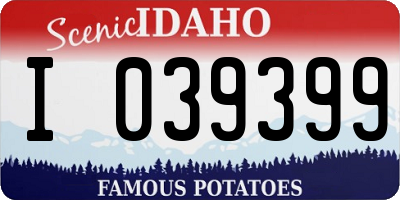 ID license plate I039399