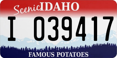 ID license plate I039417