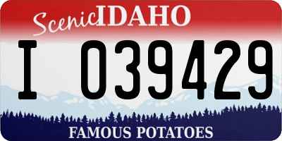 ID license plate I039429