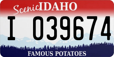 ID license plate I039674