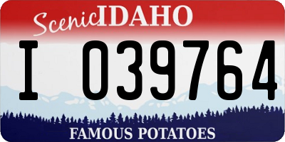 ID license plate I039764