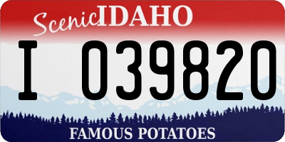 ID license plate I039820