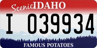 ID license plate I039934