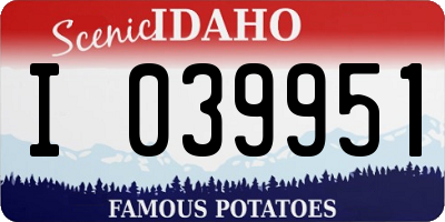 ID license plate I039951